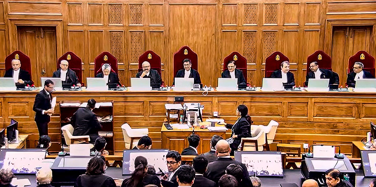 PTI : A nine-judge bench headed by Chief Justice of India (CJI) Justice DY Chandrachud pronounce a verdict on contentious issue of royalty payable on minerals, in New Delhi, Thursday, July 25